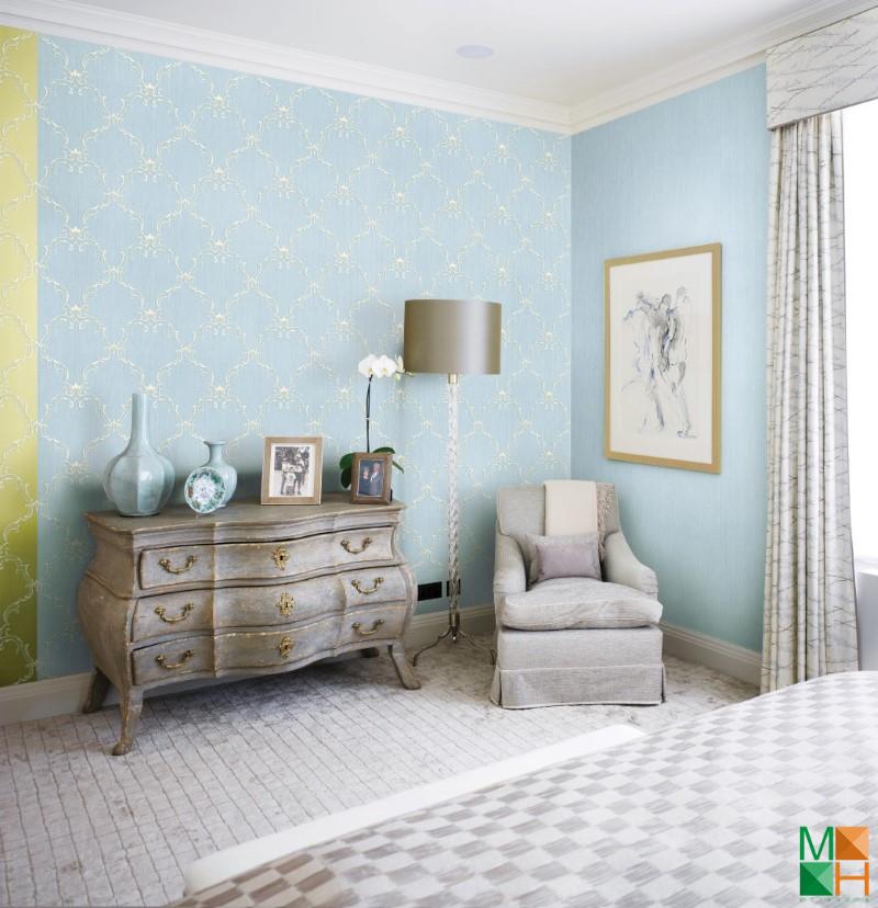 Giấy dán tường Hàn Quốc màu xanh tại Quán Thánh, Ba Đình, Hà Nội 83050-3, 83051-3